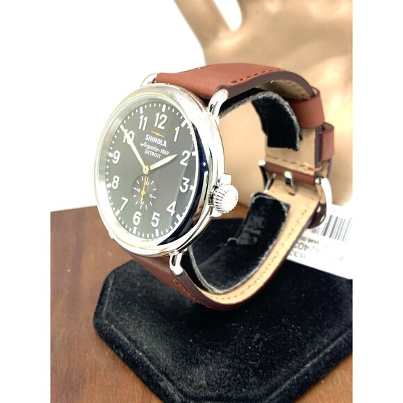 Shinola Men's Watch S0120018330 Runwell Quartz Gray Dial Brown Leather 47mm - Picture 2 of 15